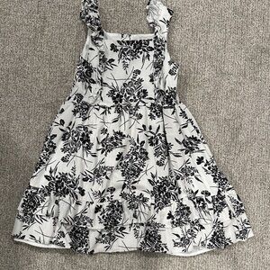 Elegant Black and White Floral Kids Dress